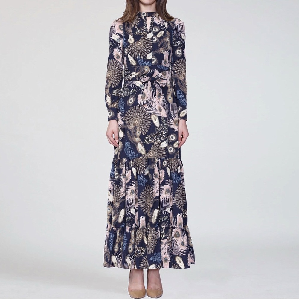 Feather Print Maxi